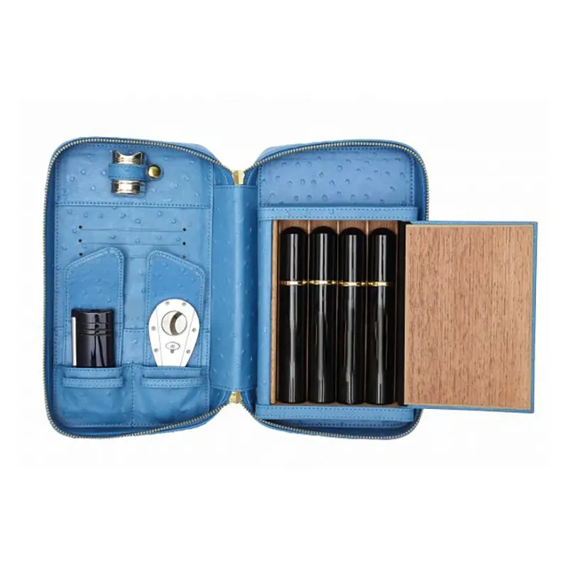 Custodia per sigari da viaggio in pelle di lusso portatile humidor per 4 sigari con carte porta sigari accessori tasca