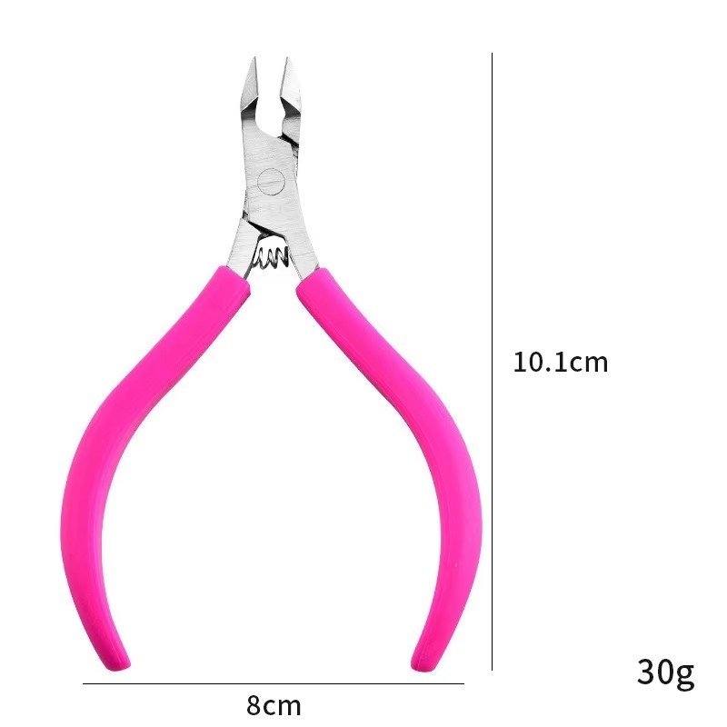 Pince à cuticules en silicone rose avec ressort intégré