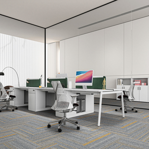 Cubículo abierto moderno para 6 personas, estación de trabajo de ordenador modular, mesas de personal de MDF extensibles, muebles de oficina comercial - Product Image 2