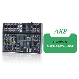 AK8プロフェッショナルミキサー、8チャンネルオーディオミキサー、MP3プレーヤー内蔵、家族の集まりのための7セグメントバランス - Product Image 6