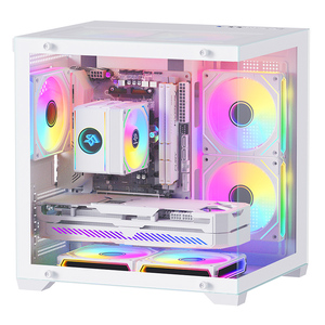 โครงเครื่องเกม MID Tower สีขาวแบบปรับแต่งเองเคสพีซี MATX Mini ITX สำหรับเกมเมอร์เดสก์ท็อปพร้อมกระจกเทมเปอร์การออกแบบที่ยอดเยี่ยมสำหรับการเล่นเกม - Product Image 1