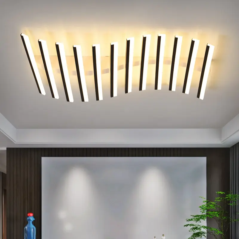 Lámpara de techo de acrílico moderno para dormitorio interior, iluminación LED Simple de onda negra, nuevo diseño
