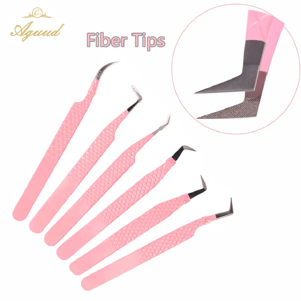 Kirpik uzantıları için cımbız Fiber İpuçları bireysel kavisli şerit Lashes kaş saç tokası maşa Nail Art makyaj aracı logosu