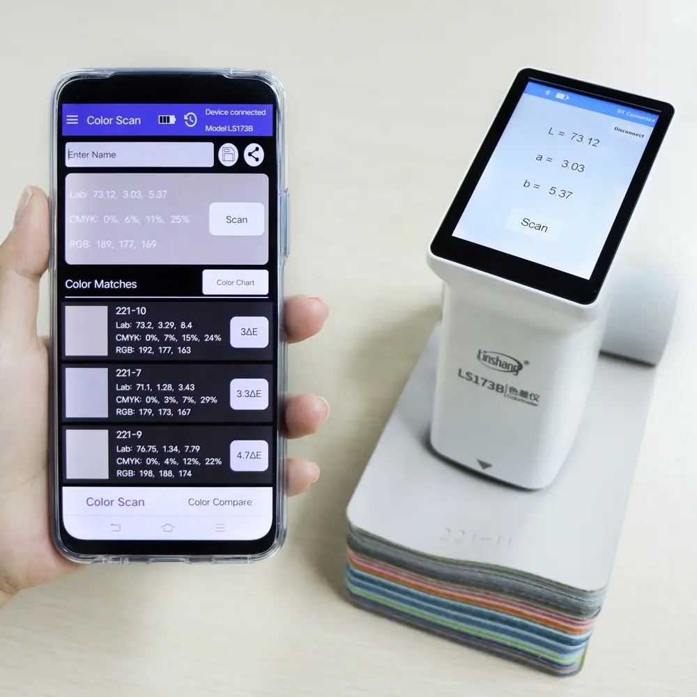 Linshang ls173b colorímetro touch screen, com aplicativo pc software para comparação de medição de cor de pedra de plástico cerâmica