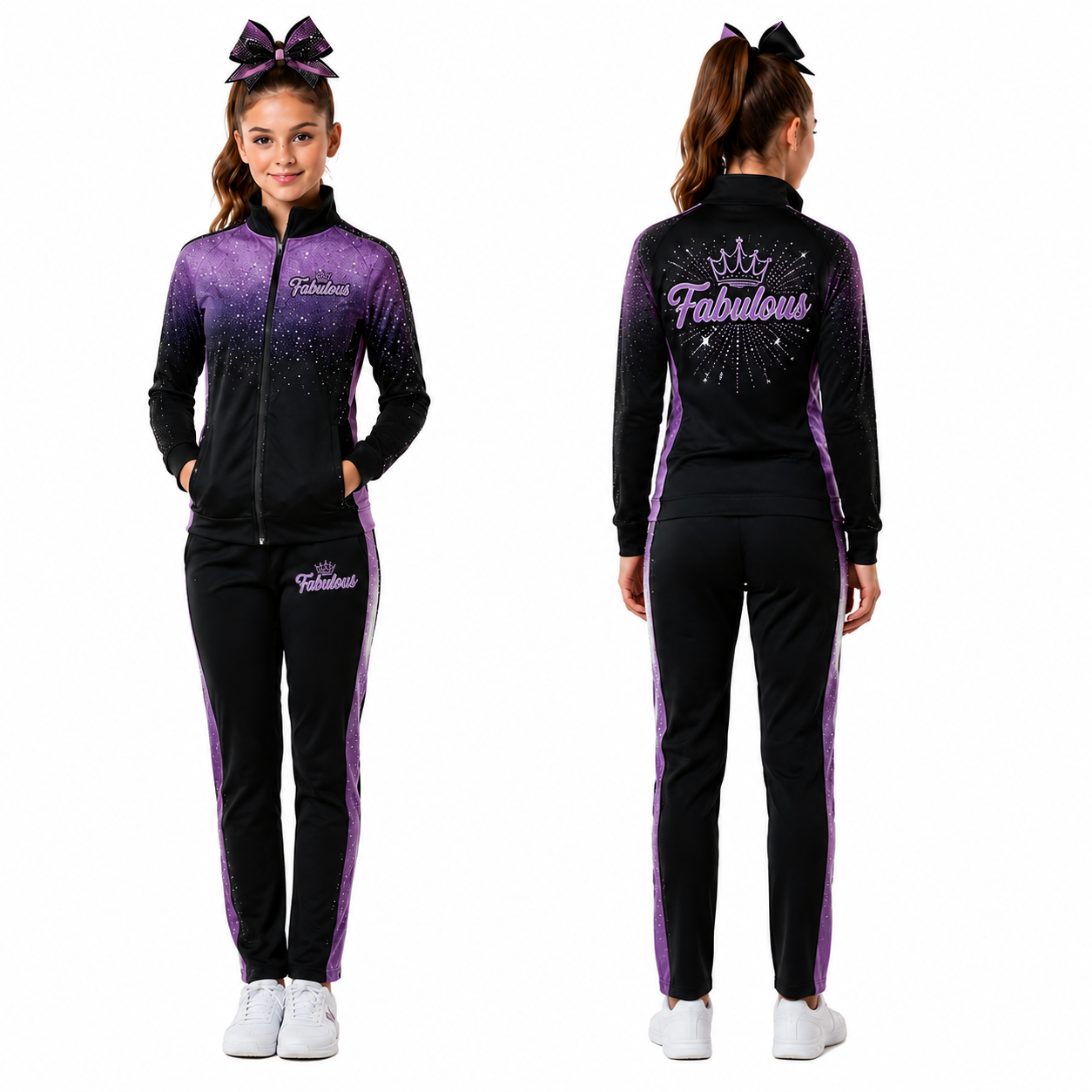 Conjunto de entrenamiento de manga larga morado para mujer