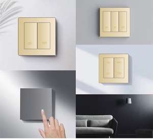 Ultra dünner Smart-Dual-Gang-Switch mit großem Panel und 86 Typ Langlebiger Niederspannungs-PC-Wand schalter im Champagner-Gold-Ethernet-Netzwerk - Product Image 6
