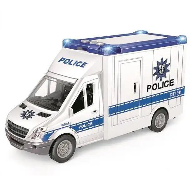 PANDAS1: 14多機能ダイキャスト慣性パトカー消防車救急車おもちゃ車両子供用プラスチック電気自動車おもちゃ
