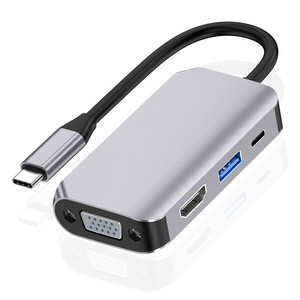 Concentrador de red con 4 puertos, dispositivo de entrada tipo C, salida HDMI 4K30Hz 1080P60Hz VGA USB3.0 PD de carga USB 3,1 USB C Hub 3,0, listo para enviar