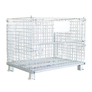 Uni-Silent SC1008-B3 Nestable Silver Collapsible Steel Wire <strong>Container</strong> Foldable Security Cage Mesh for <strong>Logistic</strong> Storage Warehouse - Product Image 2