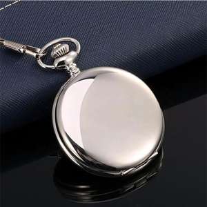 2022 yeni Retro iki yüzlü cep saati gümüş siyah altın pürüzsüz kuvars cep saati cep saati uzun zincirli en iyi hediye erkekler için kadın - Product Image 5