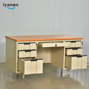 IYANEN KD Structure 3 Drawers Home Office <strong>Desk</strong> Metal Office <strong>Computer</strong> Table <strong>Desk</strong> Modern Furniture Steel <strong>Simple</strong> Double Table <strong>Desk</strong> - Product Image 2