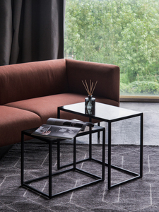 Nordic <strong>Rectangular</strong> Metal Glass Tempered Glass <strong>Nesting</strong> Stacking Coffee <strong>Table</strong> 2PCS Set - Product Image 5