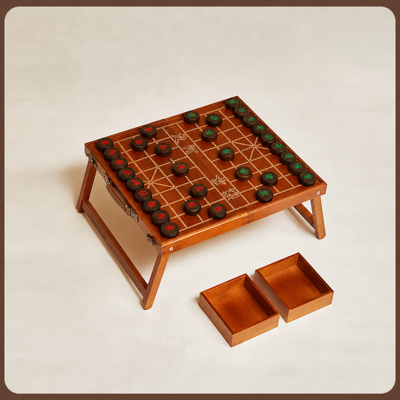 Échecs en bois de santal brun-noir