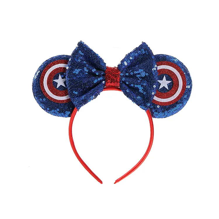 Diadema con orejas de Mickey para niña, lazos grandes para fiesta, accesorios para el cabello