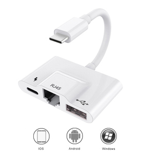 USBC-ネットワークケーブルスリーインワンアダプター100 Mbit/sネットワークポートRJ45-USBCイーサネット、USBポートC充電互換 - Product Image 3