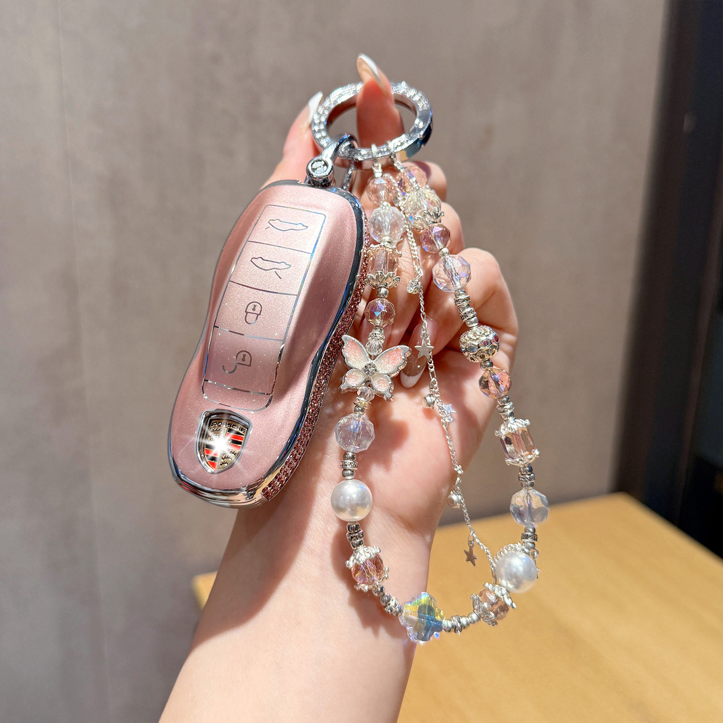 Chaîne Style B Rose + Papillon