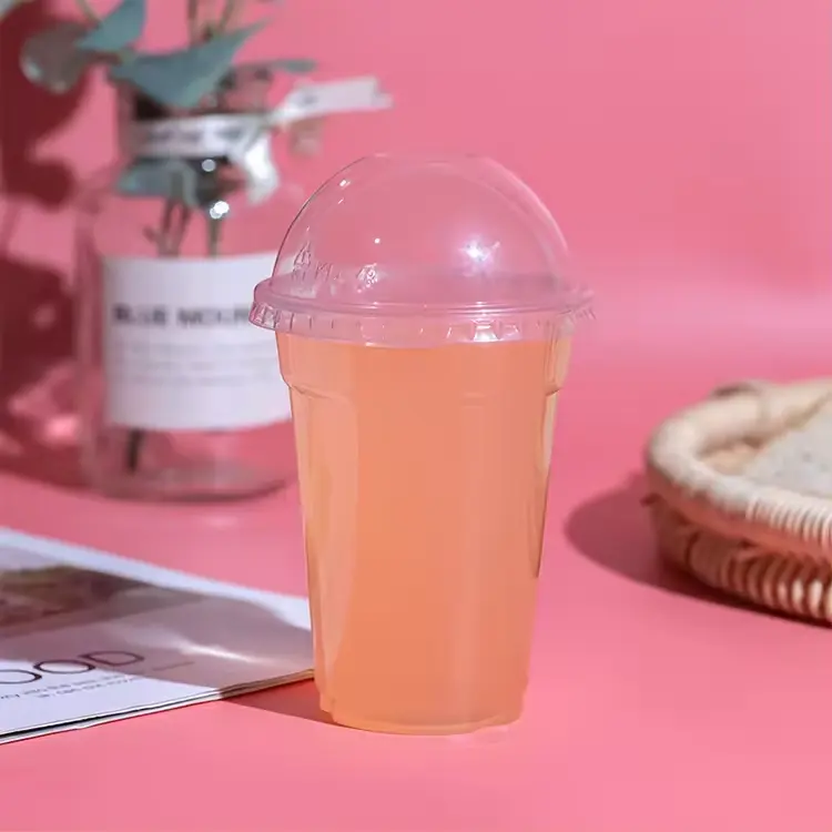 전문 제조업체 맞춤형 인쇄 로고 컵 주스 클리어 PET 차가운 음료 32 온스 뚜껑이있는 일회용 플라스틱 컵