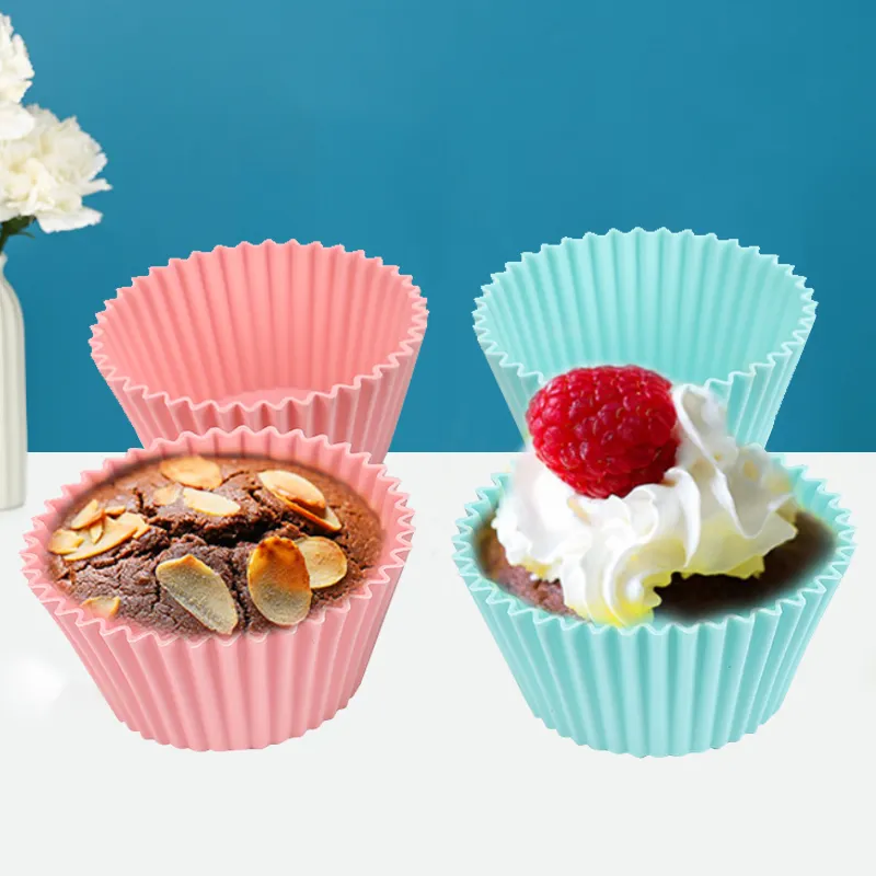 Wieder verwendbare Silikon-Back becher Antihaft-Muffin becher Kuchen formen Cupcake-Halter Mehrfarbige Cupcake-Liner