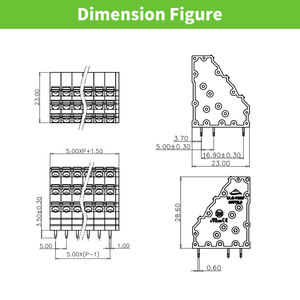 Bloques de terminal de resorte, conectores de cable para pcb de 5,0mm, Conector de tres niveles - Product Image 2