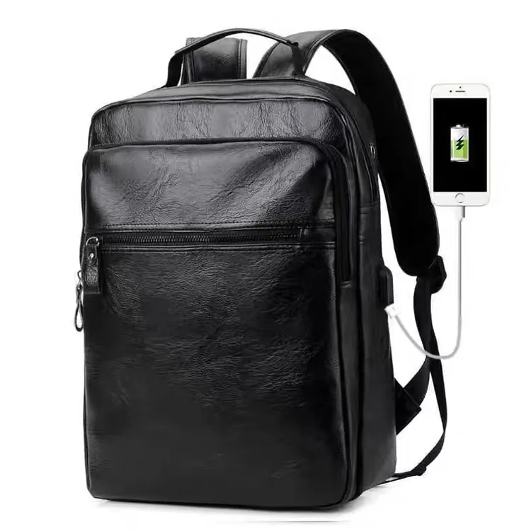 Toptan özel su geçirmez özel Vintage erkek deri seyahat Laptop çantası sırt çantası okul çantaları