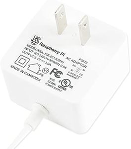 AIsmartlink Official <strong>Raspberry</strong> <strong>Pi</strong> 5B/4B/3B+ Adapter 15W USB-C <strong>Power</strong> Supply Plug US - White