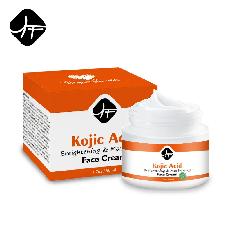 Kojic ácido creme facial de etiqueta natural, clareamento da pele, ácido kojic, creme para o rosto com vitamina c