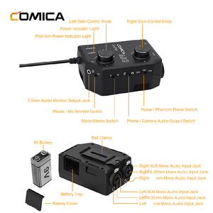 COMICA LinkFlex AD3 Two-channels XLR 3.5mm 6.35mm Audio Preamp Mixer Adapter Interface for <strong>Camera</strong> and Smartphone - Product Image 4
