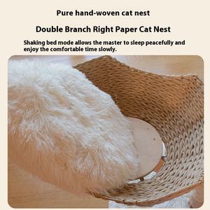 Mainan kucing mewah alami kayu padat pohon kucing mewah Platform melompat kolom Sisal mendukung kustomisasi datang kemasan karton - Product Image 2