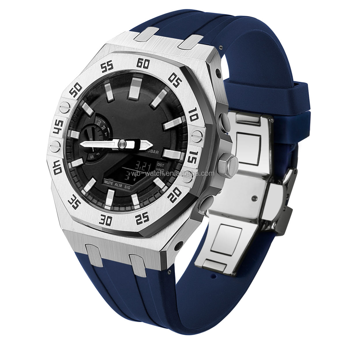 Silver Case+Blue Band