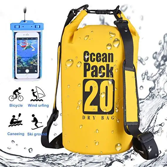 कस्टम प्रिंट लोगो 2L 5L 10L 15L 20L 500D पीवीसी तिरपाल नाव नाव समुद्र तट गियर पानी के सबूत महासागर पैक DryBag निविड़ अंधकार सूखी बैग