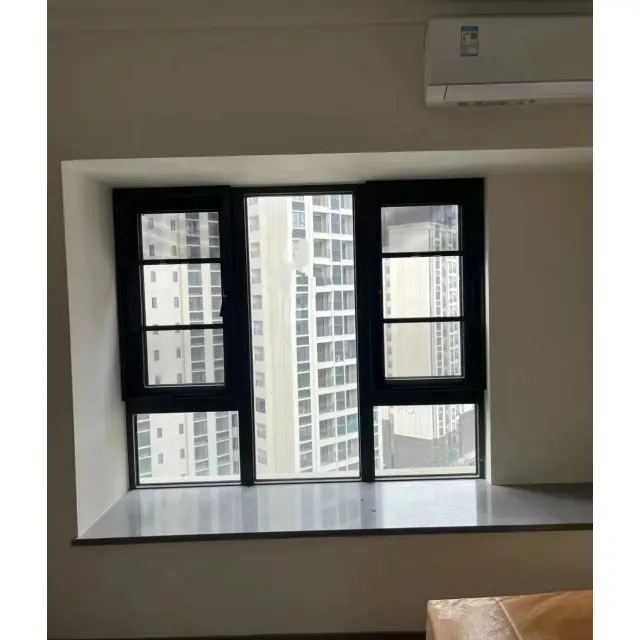 PLFE jendela atas aluminium horizontal jendela ganda mengkilap aluminium jendela tak terlihat dengan layar baja pelindung debu jendela