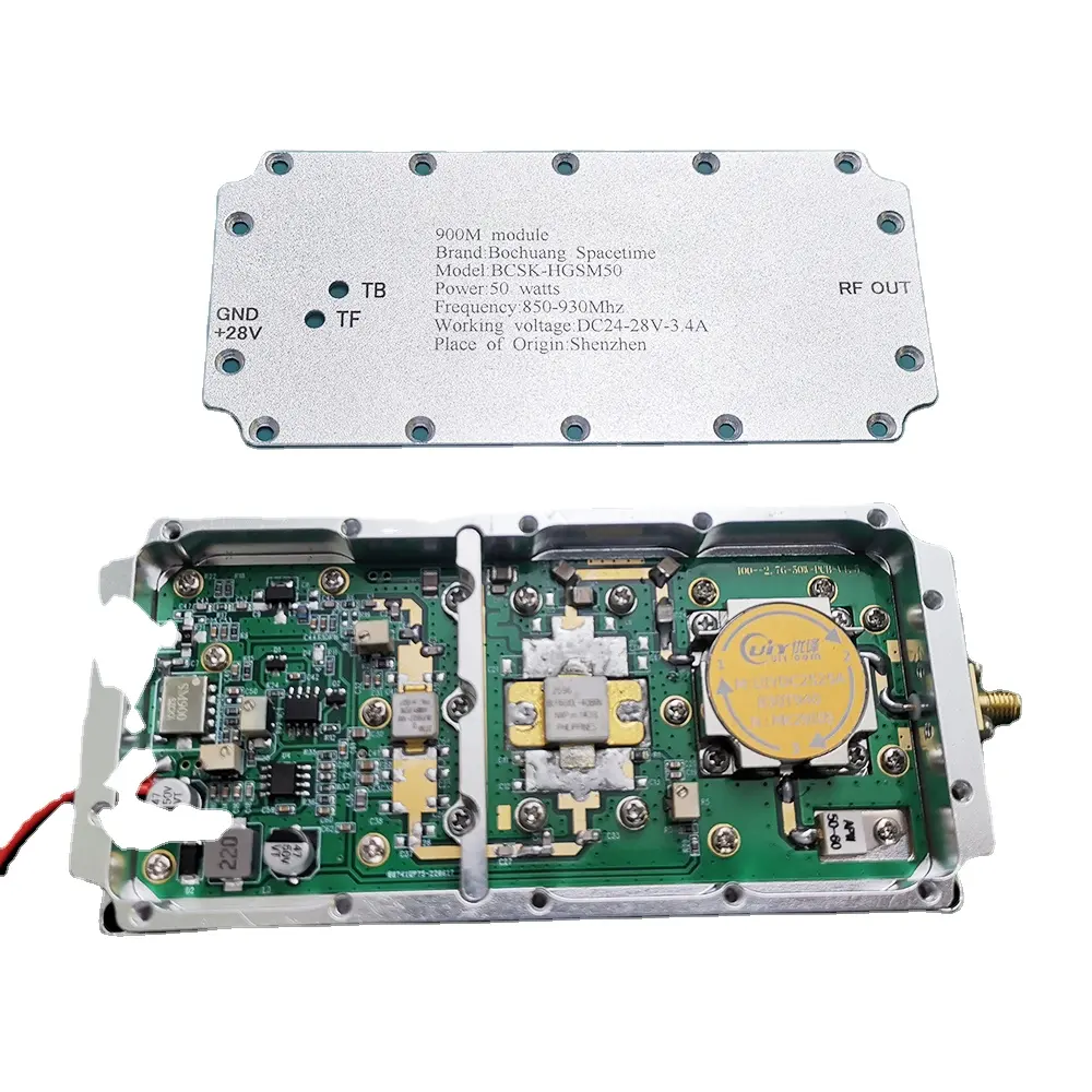 Amplificador de potência RF 850-930MHZ chip IGBT BCSK-HGSM50-50W com isolador embutido e módulo de interferência de drone de alto desempenho