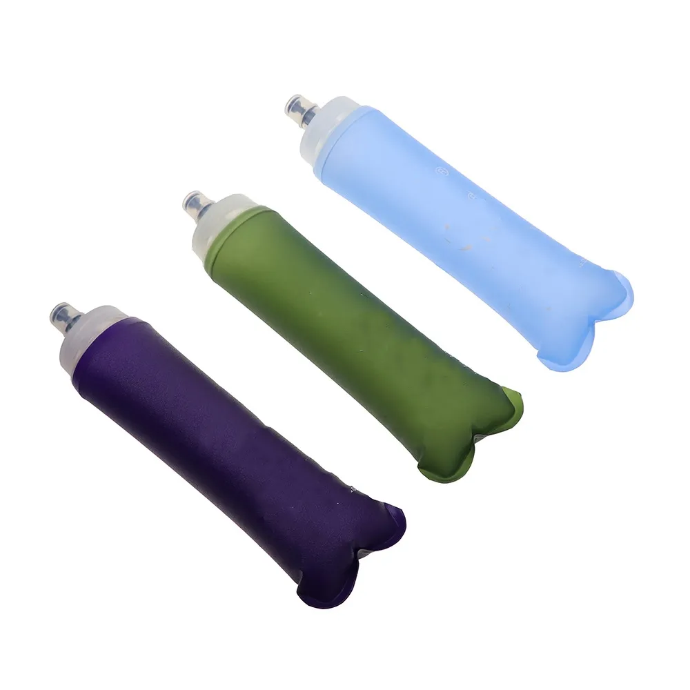 Botellas de agua plegables suaves de TPU, frasco plegable para acampar, deportes, correr al aire libre para mochila de hidratación, estudiante, Unisex