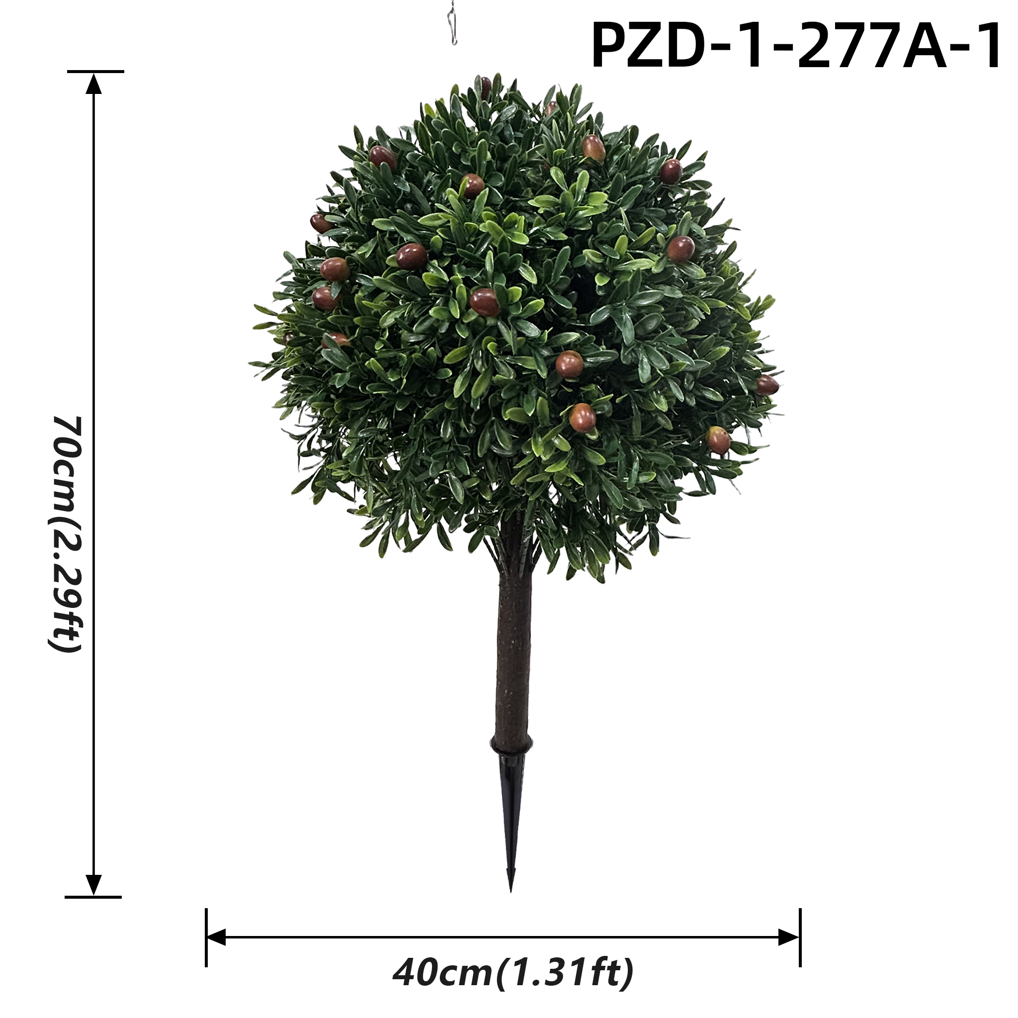 Green Artificial Olive Ball Topiary With Fruits Insert Stake
