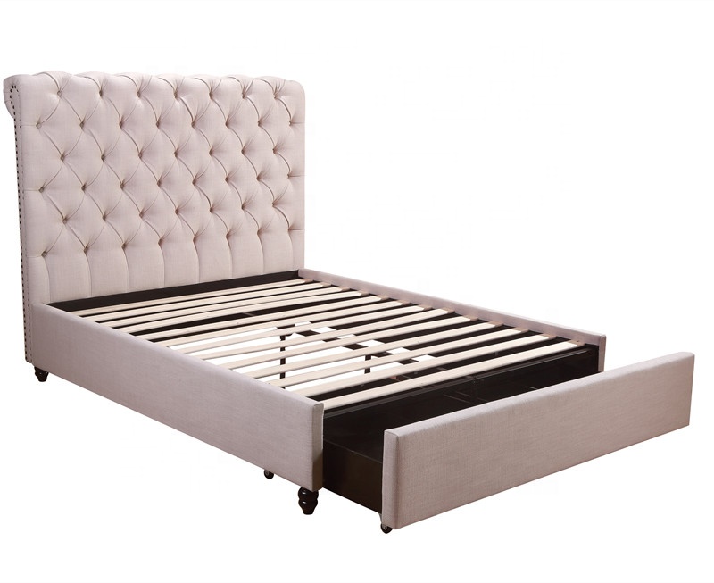 king size bed frame modern bed wing back chesterfield grey velvet fabric button bed for bedroom