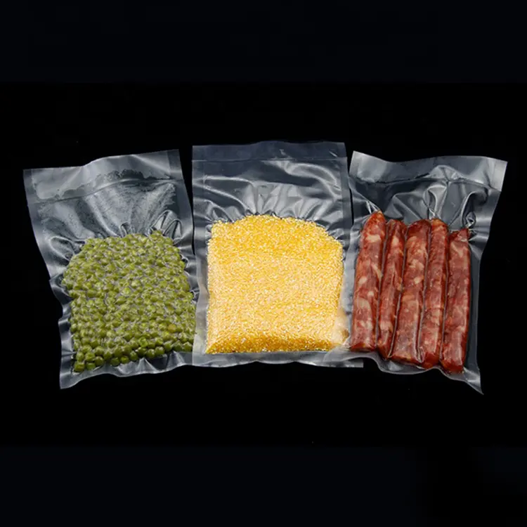 In Stock and Custom Clear Transparent Nylon PE Laminated Plastic Food Storage Packaging Chamber Vacuum Sealer Bags