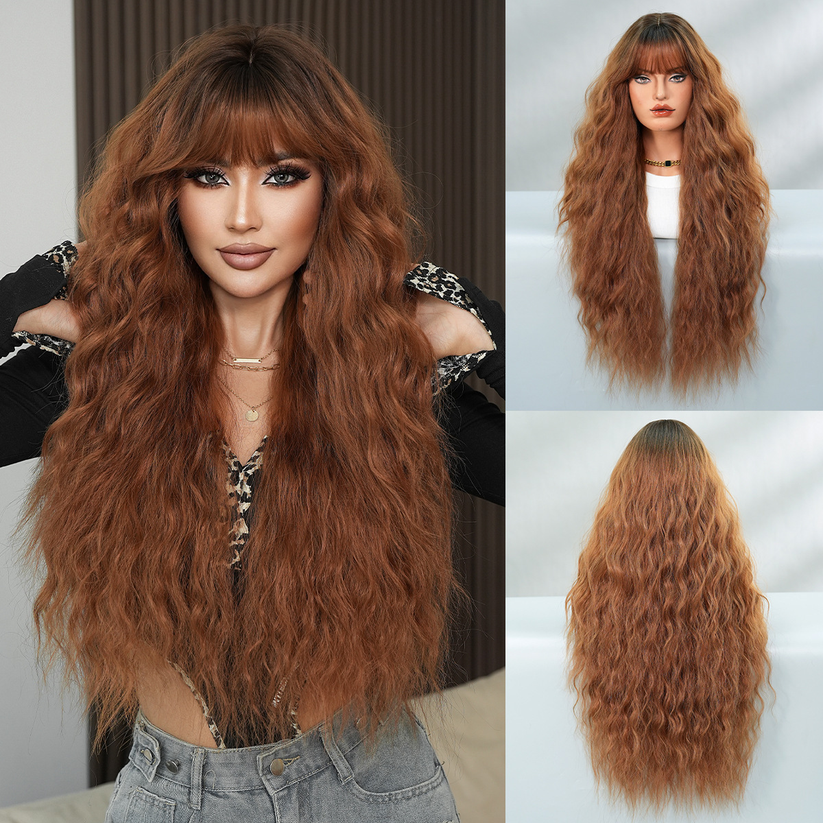 Titian brown-red-83cm-free hair net