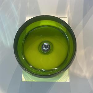 柜台上方圆形现代浴室透明深绿色树脂石洗手盆洗发水水槽多种颜色选择