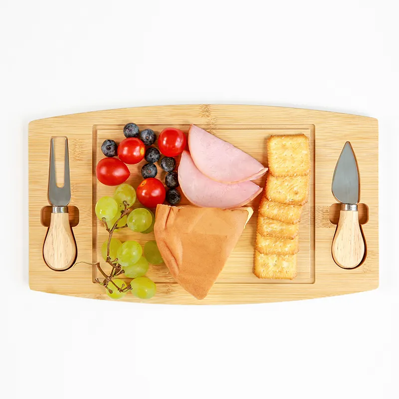 रसोई उपकरण कस्टम लकड़ी पनीर काटने बोर्ड के लिए बांस खाद्य ट्रे पिज्जा बोर्ड