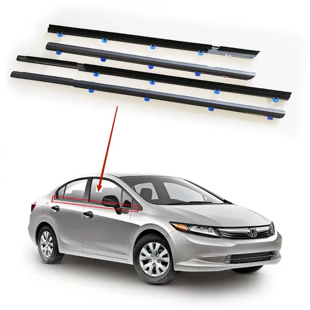 Hya weatherstrip cửa sổ niêm phong Dải đúc TRIM cửa bên ngoài vành đai con dấu cho Honda Civic 2012 2013 2014 2015 đen & CHR