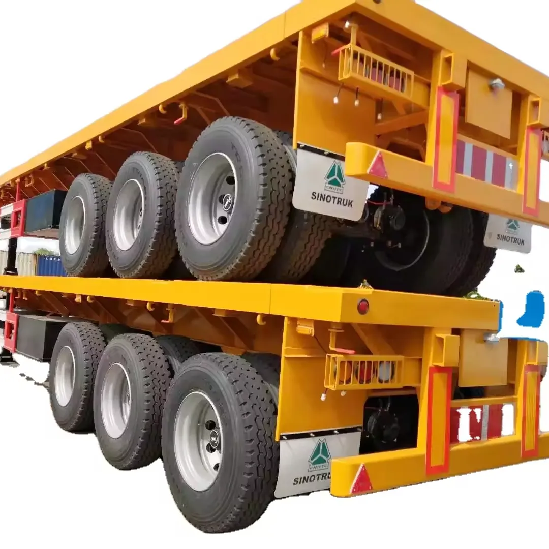 HOWO 3 assi Lowbed 80 Ton 100 Ton caricatore frontale 40ft Container semirimorchio ribassato 8000 libbre nel rimorchio del trattore