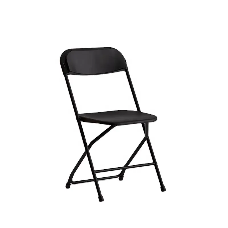도매 블랙 이벤트 플라스틱 금속 접는 의자, 대여 흰색 야외 웨딩 블랙 의자, 정원 연회 의자