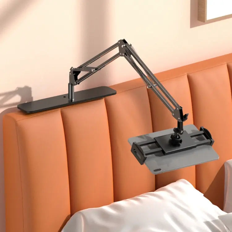 Innovation clip-free enhanced stability hidden bedside retractable mobile phone stand tablet holder for sofa bed