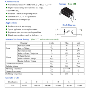 PC817 PC817C Transistor Output <strong>Optocoupler</strong> DIP-4 2.54mm Pitch for <strong>Arduino</strong> DIY - Product Image 2