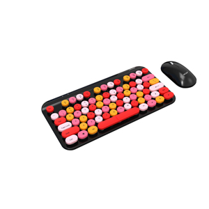 Juego de teclado y ratón redondo retro inalámbrico multicolor listo para enviar - Product Image 3