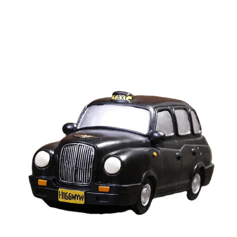 Hars Zwarte Taxi Desktop Utility Decoratieve Spaarpot Woonkamer Ornament Hars Auto Spaarpot Voor Huisdecoratie