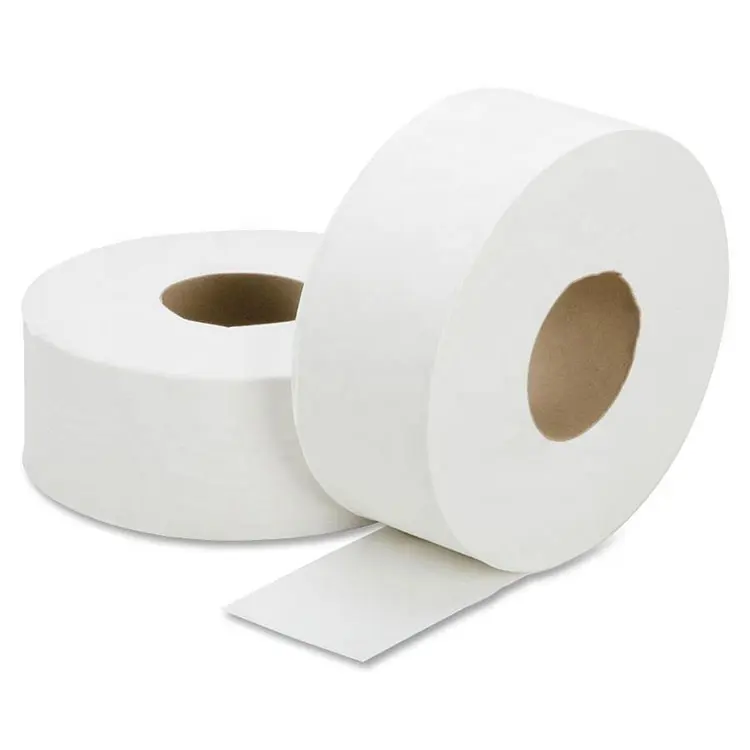 100% rolo de papel higiênico personalizado, reciclar tecido higiênico branco de polpa de alta qualidade relevo jumbo papel higiênico