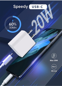 สายชาร์จเร็ววัสดุ Gan 20W Type-C PD ชาร์จเร็วสำหรับ iPhone 16/15/14รองรับที่ชาร์จโทรศัพท์ใน QC3.0 - Product Image 4
