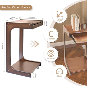 Solid Wood C Shaped Side <strong>Table</strong> Small Space TV Tray <strong>Table</strong> Wooden <strong>End</strong> Side <strong>Table</strong> <strong>with</strong> <strong>Drawers</strong> - Product Image 2