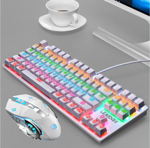 Teclado mecánico real de 87 teclas rosa, eje Cian, Chocolate, juego de escritura de oficina, teclado a4tech, teclados de máquina - Product Image 5